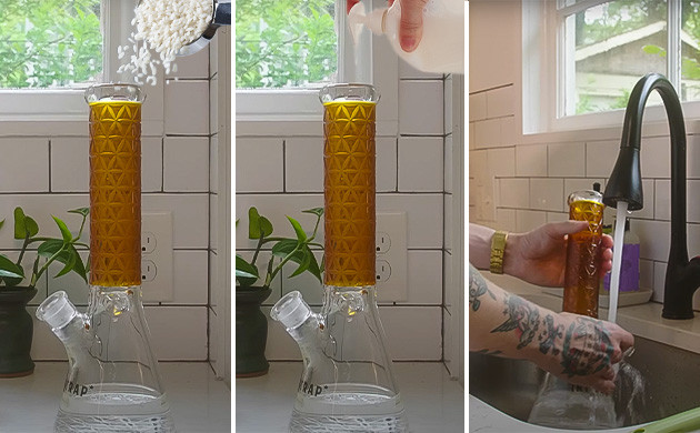 Чистка бонга рисом и мылом