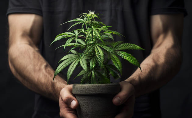 Конопля с трихомами