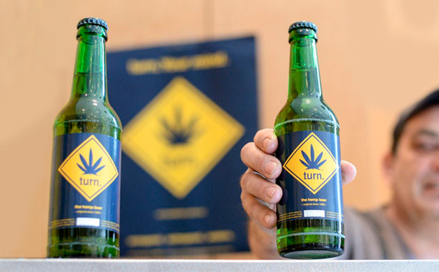 Бутылки пива из конопли